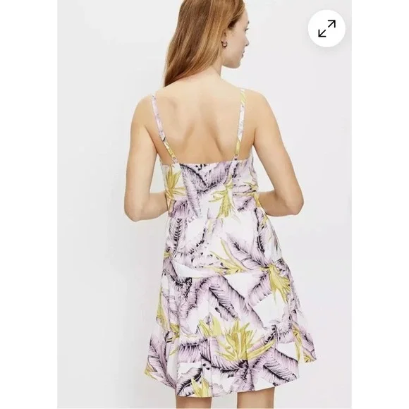 LOFT Sundress Tiered Sleeveless Casual‎ Tropical Print Dress Size 8 - Picture 2 of 13